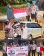 Propam Polres Pelalawan, Sapa Warga dan Kibarkan Puluhan Bendera di Tepian Sungai Kampar