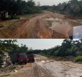 Kondisi Jalan dari Maredan Menuju Siak Alami Rusak Parah